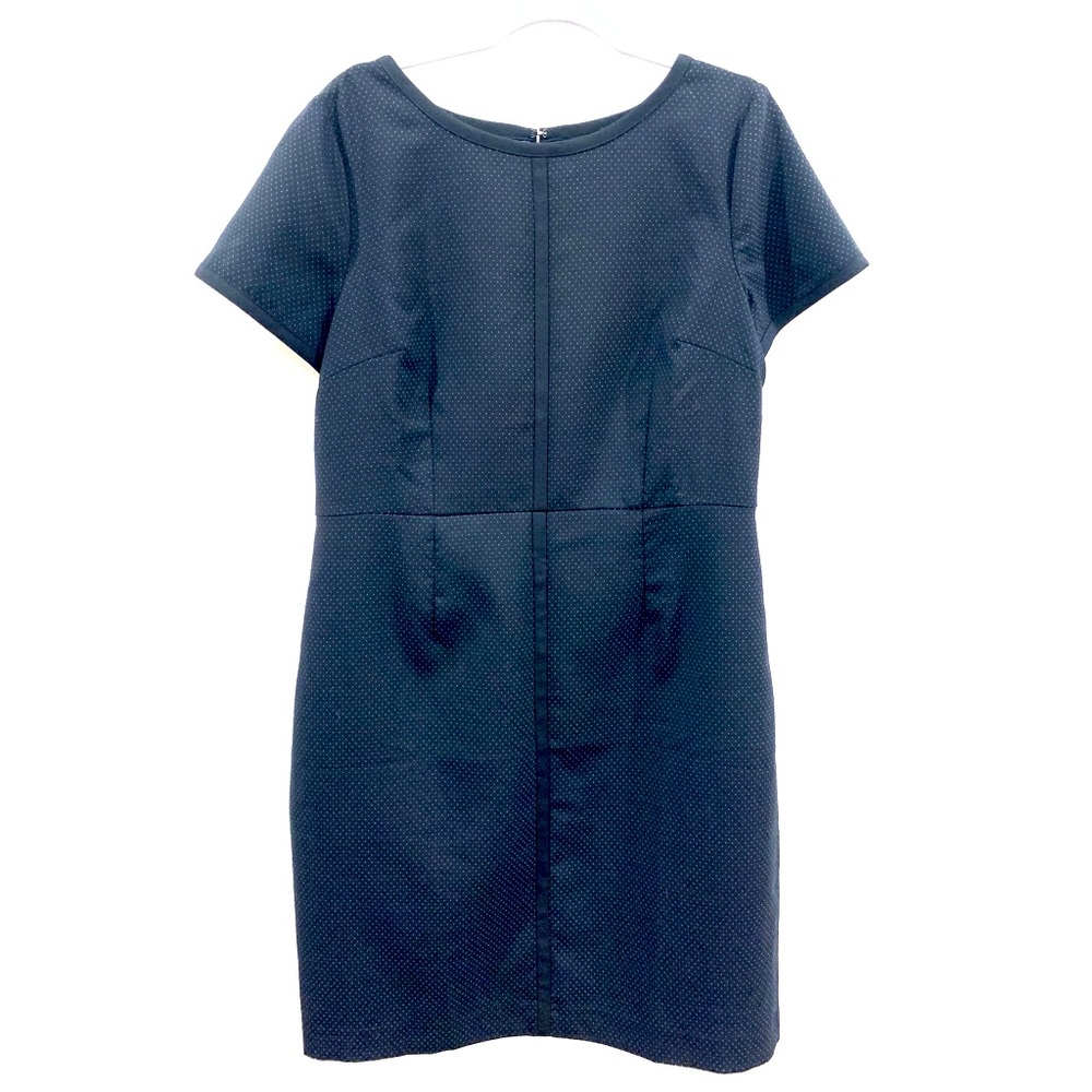 Talbots size 14 navy microdot 50% wool sheath dress
